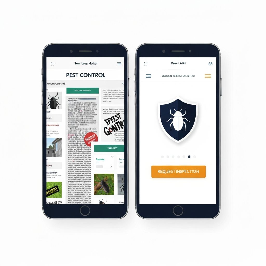 Pest control website mobile mockup